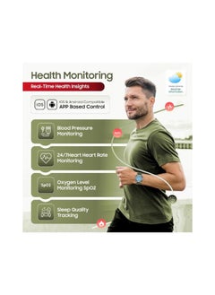 SWISS MILITARY Swiss Military DOM5 Smartwatch 1.43" AMOLED, Bluetooth Calling, Multi Language, Health & Sports Tracking, Wireless Charging, 7 Days Battery, IP68, iOS/Android Compatible,Silver Frame with Green Strap  - Image 4