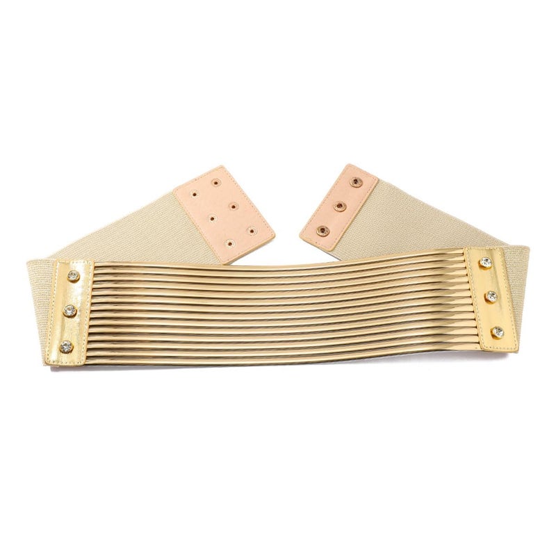 ANNULOYA Plus Size Women Bling Wide Belt for Dress Vintage Rhinestones Elastic Sparkle Waistband Ladies Cummerbands (Gold, Waist 36-44 Inch) - Image 3