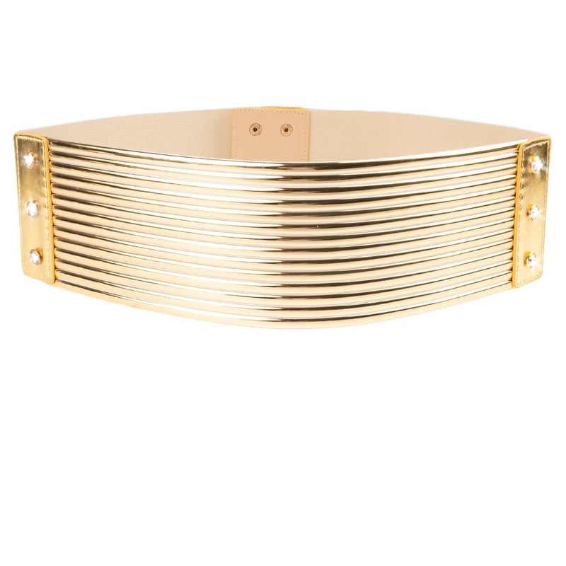 ANNULOYA Plus Size Women Bling Wide Belt for Dress Vintage Rhinestones Elastic Sparkle Waistband Ladies Cummerbands (Gold, Waist 36-44 Inch) - Image 2