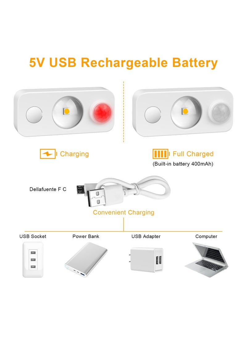 KASTWAVE مصباح تحت الخزانة LED عبوة 4، قابل للتعتيم ولاسلكي، أضواء ليلية 90 لومن 3500 كيلفن أبيض دافئ، تصميم محمول مع بطارية قابلة للشحن عبر USB، أضواء تحت الطاولة للمطبخ، خزانة الملابس، الدرج - Image 3