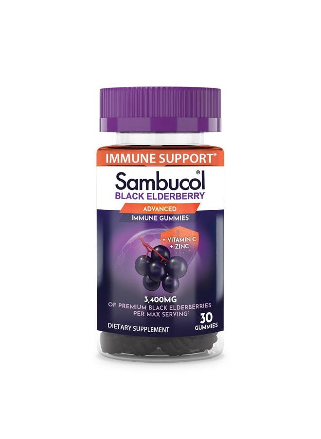 Sambucol Black Elderberry Gummies - Elderberry with Zinc and Vitamin C for Adults, Sambucus Elderberry Gummies, Immune Support Gummies - 30 Count  - Image 1