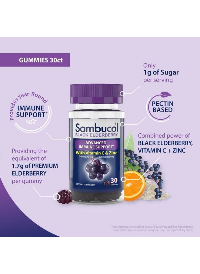 Sambucol Black Elderberry Gummies - Elderberry with Zinc and Vitamin C for Adults, Sambucus Elderberry Gummies, Immune Support Gummies - 30 Count  - Image 3