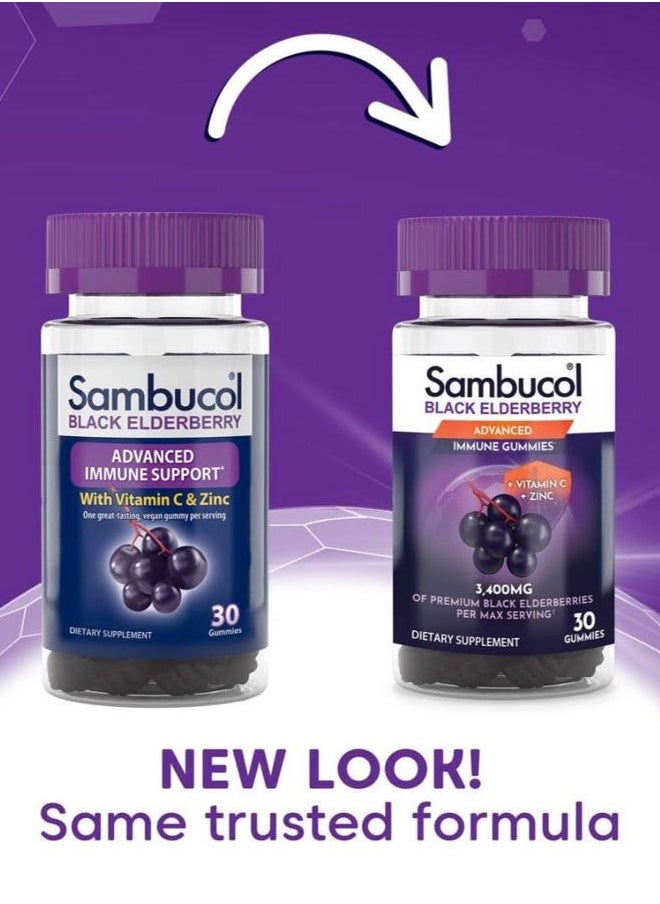 Sambucol Black Elderberry Gummies - Elderberry with Zinc and Vitamin C for Adults, Sambucus Elderberry Gummies, Immune Support Gummies - 30 Count  - Image 2