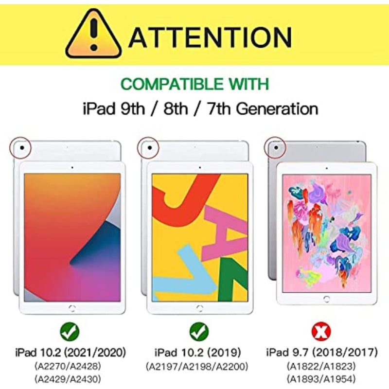 Case for iPad 9th 8th Generation/iPad 7th Generation 10.2 Inch, 2021/2020/2019 Model,Slim Heavy Duty Shockproof Rugged High Impact Protective Case for iPad 10.2 inch 2020/2019, Black - Image 2