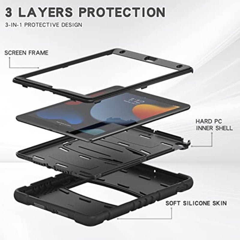 Case for iPad 9th 8th Generation/iPad 7th Generation 10.2 Inch, 2021/2020/2019 Model,Slim Heavy Duty Shockproof Rugged High Impact Protective Case for iPad 10.2 inch 2020/2019, Black - Image 4