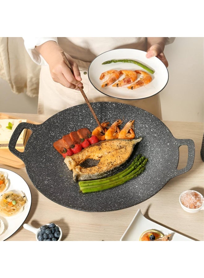 شواية شواء دائرية غير لاصقة، مقلاة شواء دائرية غير لاصقة مناسبة لمواقد الحث والغاز (36 سم) - Image 2