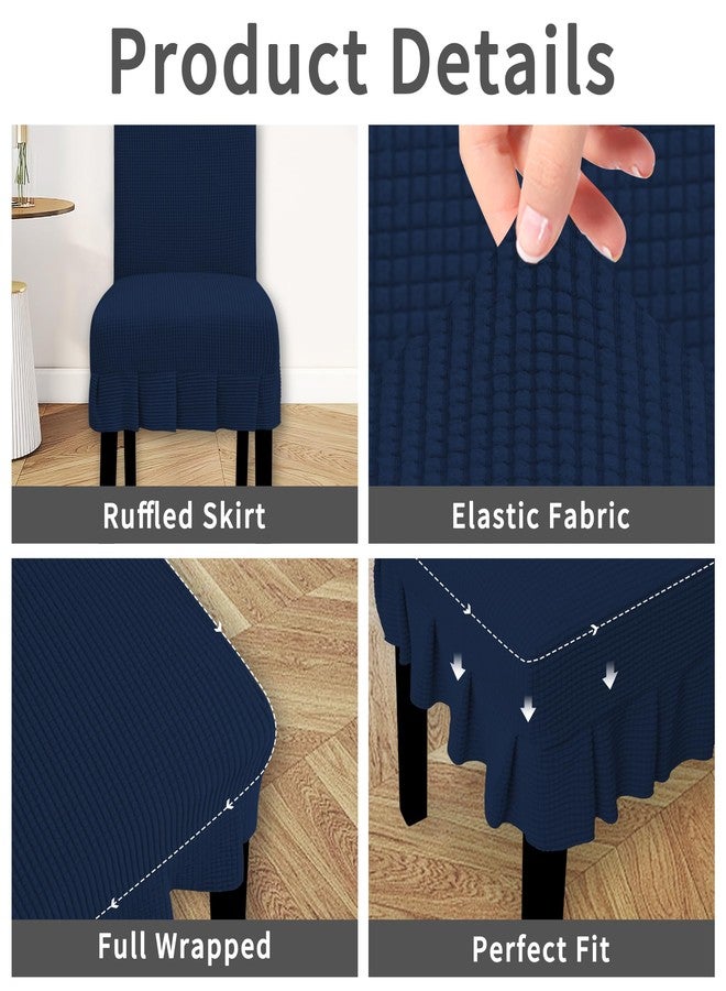 إيزي-جوينج أغطية كراسي طعام سهلة الاستخدام، غطاء كرسي بارسونز مطاطي مع تنورة، أغطية كراسي لغرفة الطعام والمطعم والحفلات (قطعتان، كحلي) - Image 4