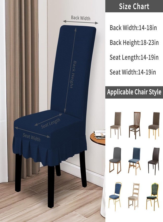 إيزي-جوينج أغطية كراسي طعام سهلة الاستخدام، غطاء كرسي بارسونز مطاطي مع تنورة، أغطية كراسي لغرفة الطعام والمطعم والحفلات (قطعتان، كحلي) - Image 3