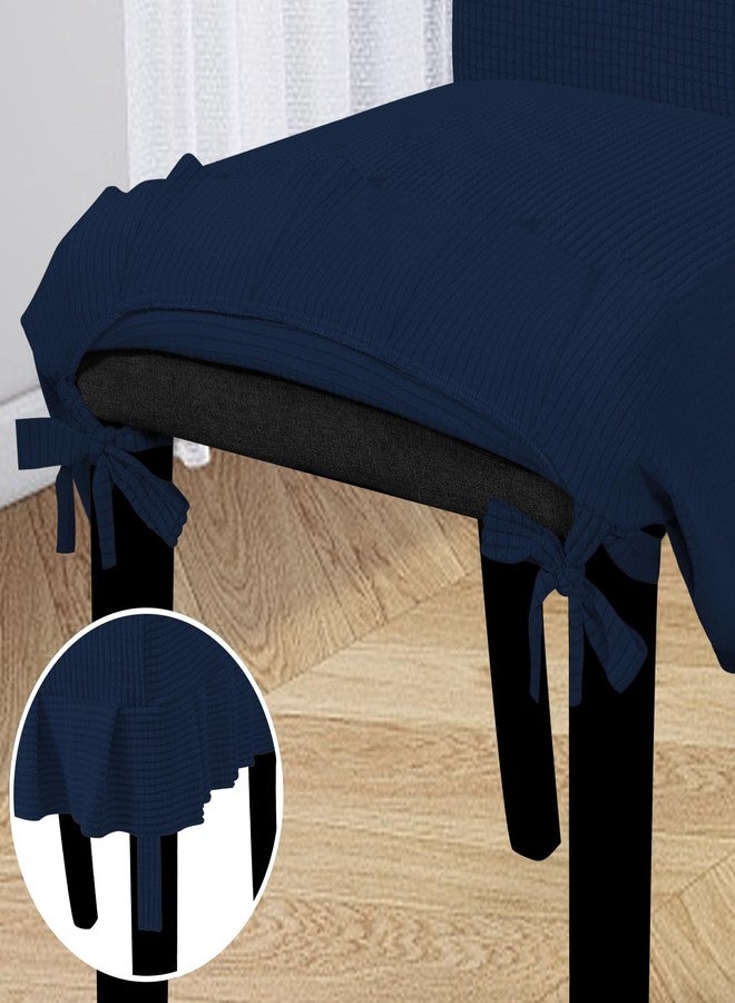 إيزي-جوينج أغطية كراسي طعام سهلة الاستخدام، غطاء كرسي بارسونز مطاطي مع تنورة، أغطية كراسي لغرفة الطعام والمطعم والحفلات (قطعتان، كحلي) - Image 5