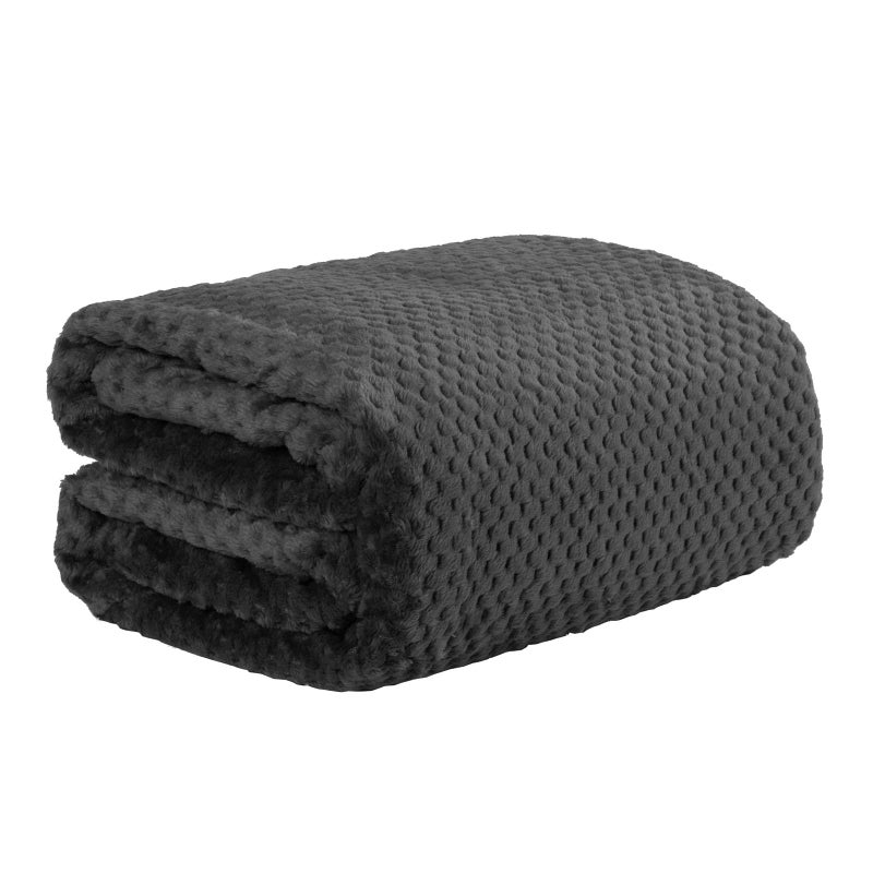 Dreamscene Fleece Throw Blanket for Bed Soft Cosy Warm Honeycomb Waffle Throws for Sofas Lightweight Fleece Blanket Fluffy Faux Fur Double Bed Throw Black  150 x 200cm
