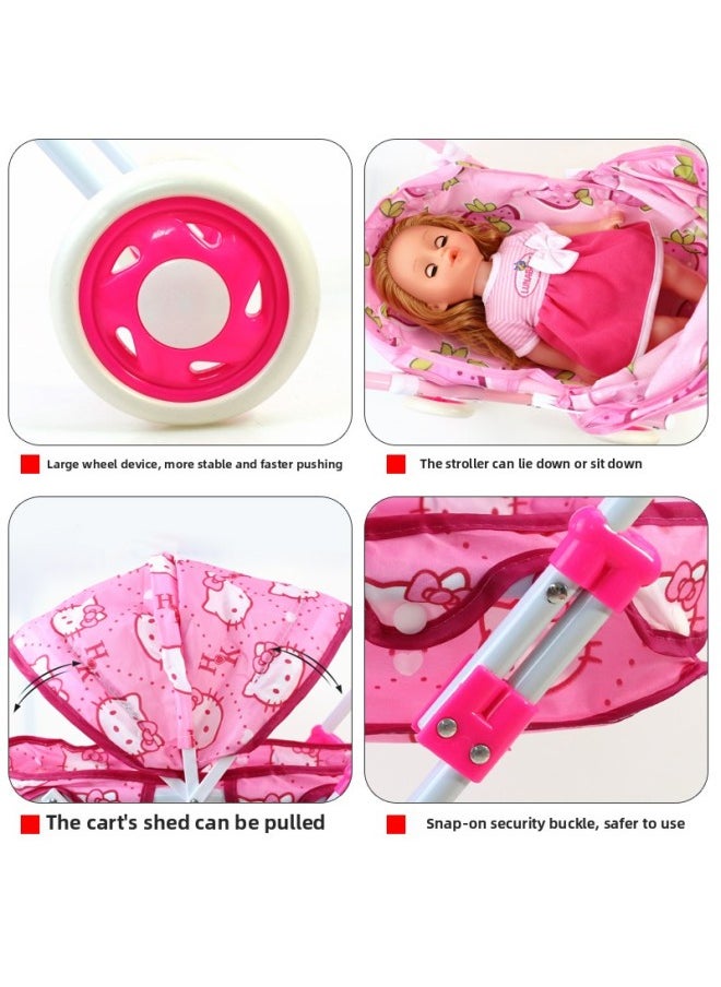 A12 Children's Trolley Play Home Girls Toy Baby Girls Shopping Cart Trolley With Doll 34-5 Years Old-Color:Big Wheel Bottle Truck + Pink Hat Baby Comes With Baby Bottle  - Image 5