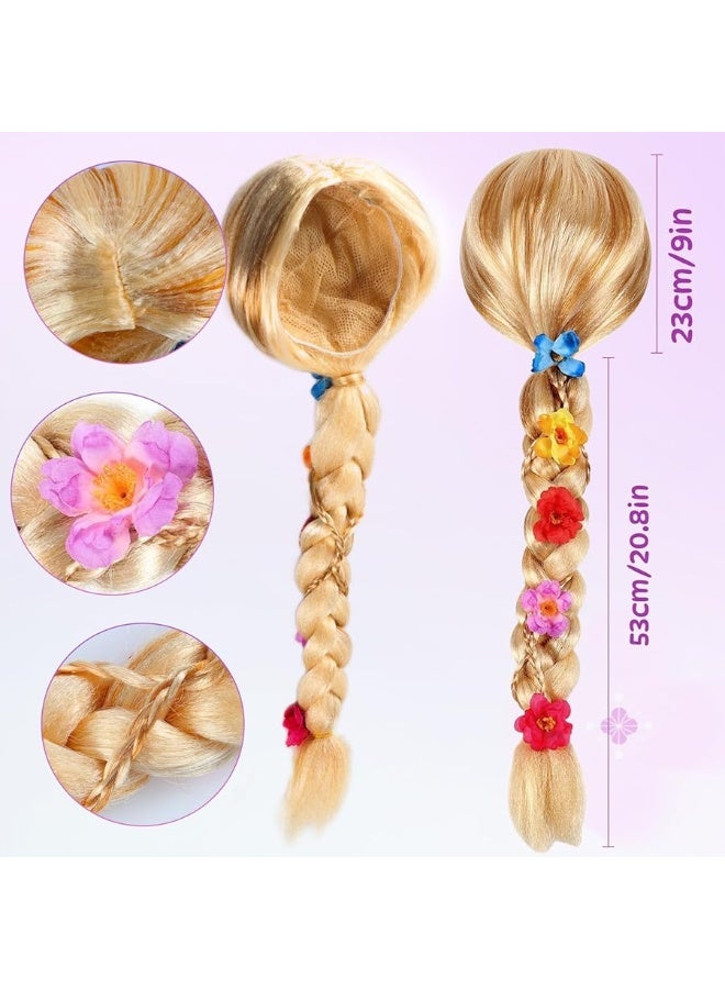 Gc فستان رابونزل للبنات من G.C - زي أميرة للأطفال مع أكمام منتفخة، باروكة، تاج، عصا، مجوهرات، ملابس كوسبلاي - Image 4