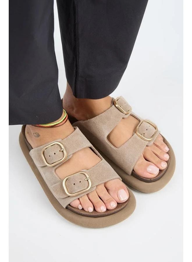 Manijero  Lavanda Women's Genuine Leather Double-Strap Vizon Slippers. for Women | Best Price UAE