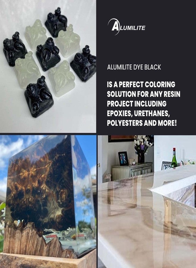 الوميليت صبغة سائلة من ألوميلايت (أسود، 1 أونصة) - صبغة عالية التركيز لصب الراتنج والبوليستر واليوريثان - مثالية للأعمال الفنية والحرفية الشفافة أو شبه الشفافة أو المعتمة، للمبتدئين والمحترفين - Image 3