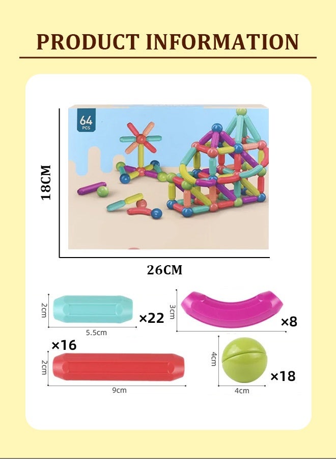 64 Pieces Magnetic Building Sticks Blocks Toy for Creative Kids  - Image 2