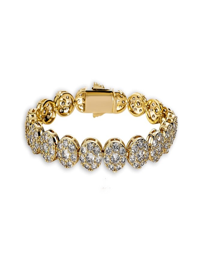 TOPGRILLZ Tennis Bracelet for Women and Men - 14K Gold Plated Brass 10mm Iced Out Cubic Zirconia Link Fashion Jewelry Pulseras Para Mujer (7" Golden) - Image 1