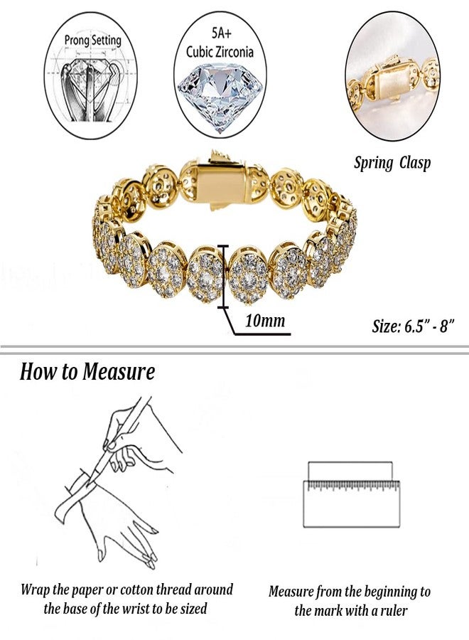 TOPGRILLZ Tennis Bracelet for Women and Men - 14K Gold Plated Brass 10mm Iced Out Cubic Zirconia Link Fashion Jewelry Pulseras Para Mujer (7" Golden) - Image 2