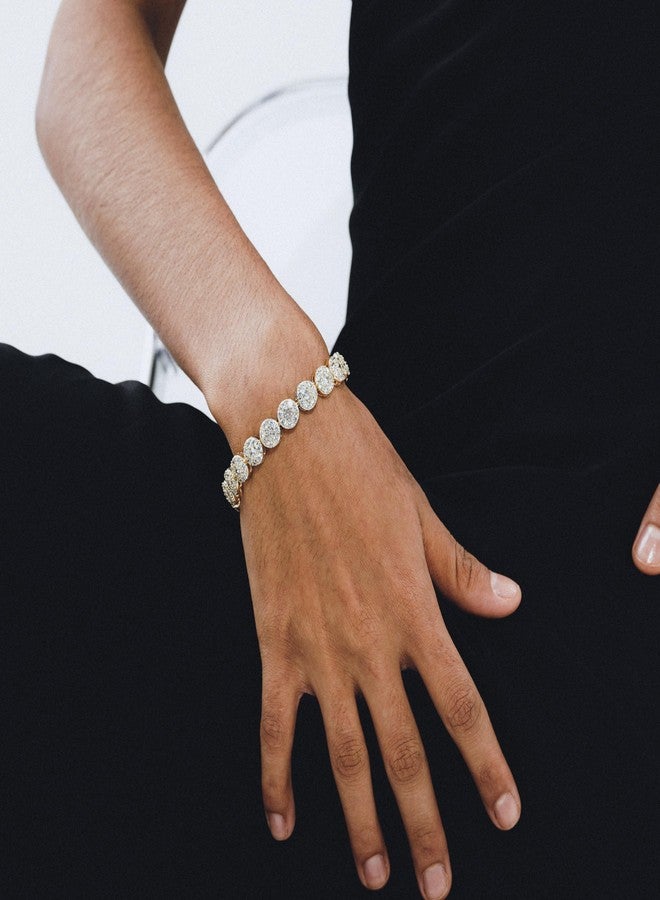 TOPGRILLZ Tennis Bracelet for Women and Men - 14K Gold Plated Brass 10mm Iced Out Cubic Zirconia Link Fashion Jewelry Pulseras Para Mujer (7" Golden) - Image 5