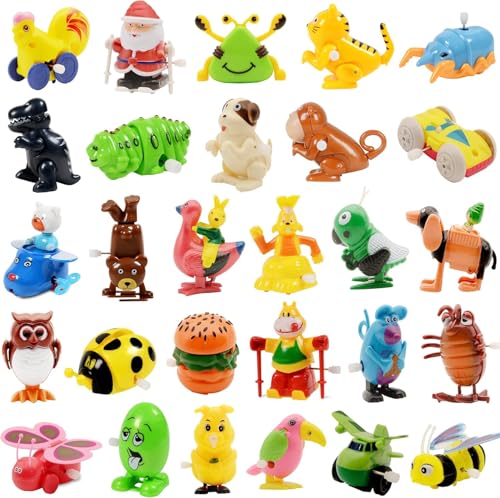 Nunkitoy Wind Up Toy28 Pack Assorted Clockwork Toy Set Wind Up Animal Party Favors Toy Great Gift for Boys Girls Kids ToddlersContents and Color May Vary - Image 1