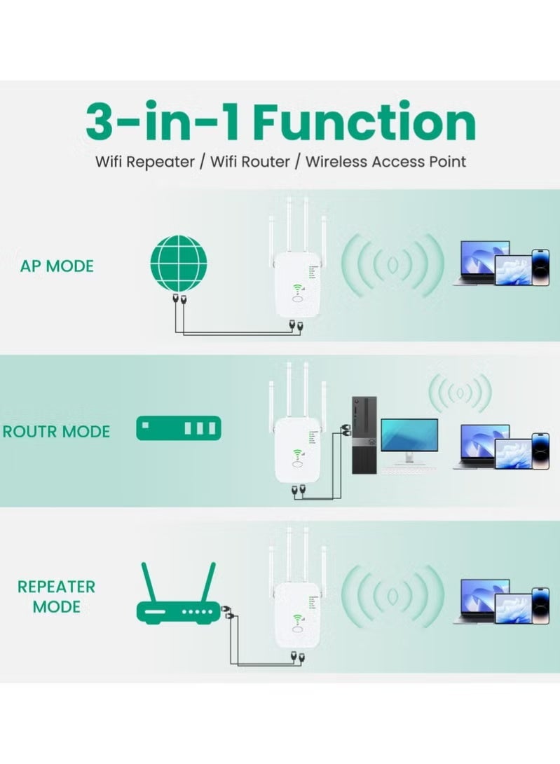 أنيوي واي فاي امتداد, واي فاي إشارة مكرر, 1200Mbps, 5G / 2.4G مزدوج النطاق واي فاي امتداد, AC1200 واي فاي امتداد نطاق, النطاق العريض / واي فاي امتداد, إعداد لمسة واحدة, التوصيل واللعب - Image 5