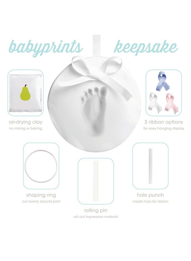 Pearhead Newborn Gift Set, Gender-Neutral Baby Gift Box, 7 Wooden Monthly Milestone Discs, White Babyprints Clay Kit for Handprint or Footprint, Unisex, Boy or Girl - Image 2