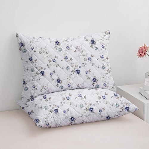 LINENWALAS Printed Cotton Quilted Pillow Cover - Set of 4 | Ultra-Soft, Cooling & Breathable | Skin & Hair Friendly |Zipper Closure | Sweat-Absorbent & Hypoallergenic (20x30 Inches, Blue Sapphire) - Image 5