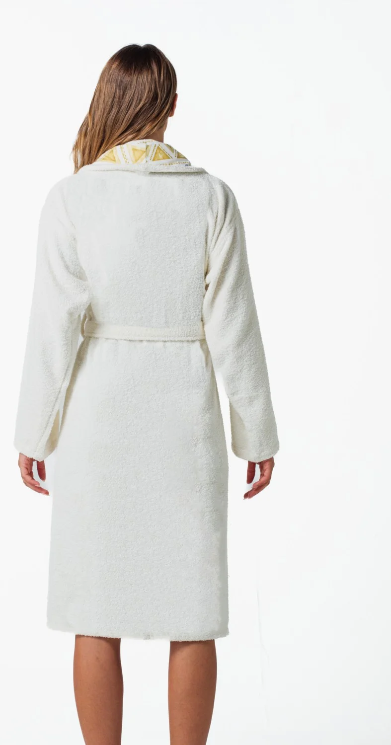 مين كولكشن Gift with Fabric Embroidered Collar, Dowry Women's Bathrobe, Dressing Gown/Colorful Printed Fabric Collar