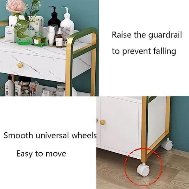 Rolling Salon Trolley Cart - Beauty Storage Cabinet with Drawer & Cupboard for Barber Tools, Mobile Salon Nizer for Hairdressing & Spa Use(White-55X33X80Cm) - Image 3