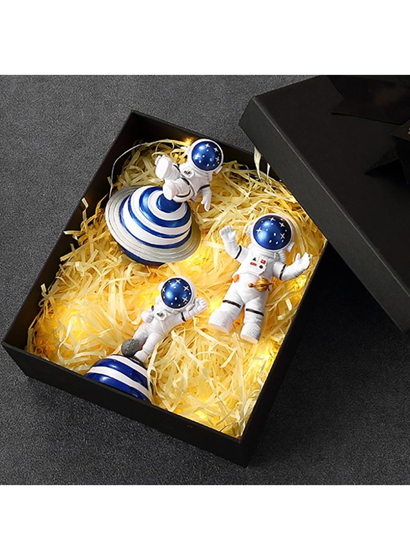 Bluejw 3-Piece Astronaut Figurine Statue Set Astronaut Figure Sculpture For Desktop And Tabletop Decor Resin Spaceman Planet Desk Ornament For Outer Space Themed Bedroom Decor Cake Toppers Decoration Model Set - Image 4