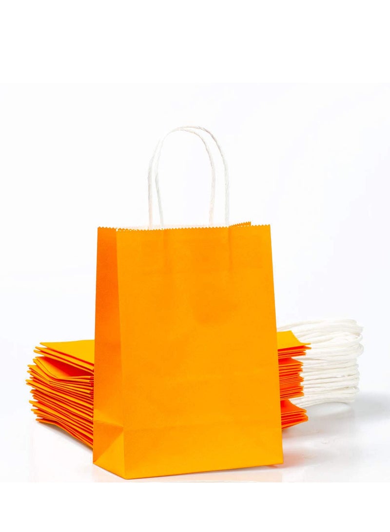 ECVV أكياس هدايا ECVV مجموعة 48 قطعة أكياس ورقية صديقة للبيئة مع مقابض أكياس ورقية بالجملة أكياس تسوق أكياس كرافت أكياس بيع أكياس حفلات (برتقالي، 21 * 15 * 8 سم) - Image 1