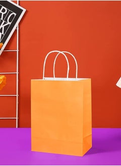 ECVV ECVV Gift Bags 48 Pieces Set Eco-Friendly Paper Bags With Handles Bulk Paper Bags Shopping Bags Kraft Bags Retail Bags Party Bags (ORANGE, 21 * 15 * 8 Cm)  - Image 3