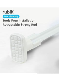 Rubik Shower Curtain Rod Adjustable 140 to 260cm, Thick & Extendable 25mm Telescopic Length Painted Surface No Drill Type for Cabinet Bathroom Shower Bathtub (140cm to 260cm, White)  - Image 3