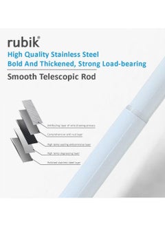 Rubik Shower Curtain Rod Adjustable 140 to 260cm, Thick & Extendable 25mm Telescopic Length Painted Surface No Drill Type for Cabinet Bathroom Shower Bathtub (140cm to 260cm, White)  - Image 4