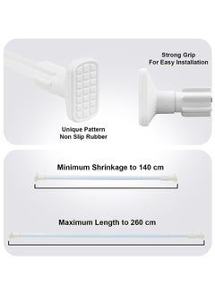 Rubik Shower Curtain Rod Adjustable 140 to 260cm, Thick & Extendable 25mm Telescopic Length Painted Surface No Drill Type for Cabinet Bathroom Shower Bathtub (140cm to 260cm, White)  - Image 2