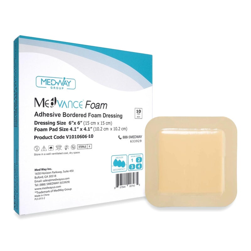 MedVance MedVance TM Foam Bordered Adhesive Hydrophilic Foam Dressing 6x6 Inch 10 Pack 