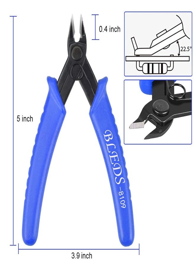 BLEDS Flush Cutter Pliers, BS-8109 Wire Cutter, Flush Cutters, Nippers, Diagonal Cutter, Wire Cutters Side Cutter, Micro Shear Cutter Precision Electronics Siding Cutting Pliers 5 inch, Blue - Image 3