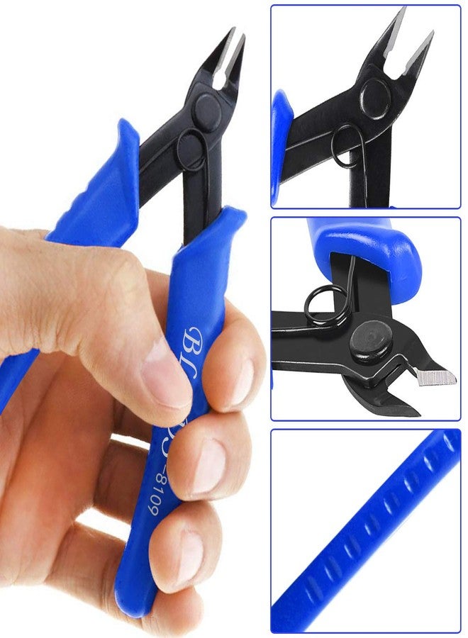 BLEDS Flush Cutter Pliers, BS-8109 Wire Cutter, Flush Cutters, Nippers, Diagonal Cutter, Wire Cutters Side Cutter, Micro Shear Cutter Precision Electronics Siding Cutting Pliers 5 inch, Blue - Image 4
