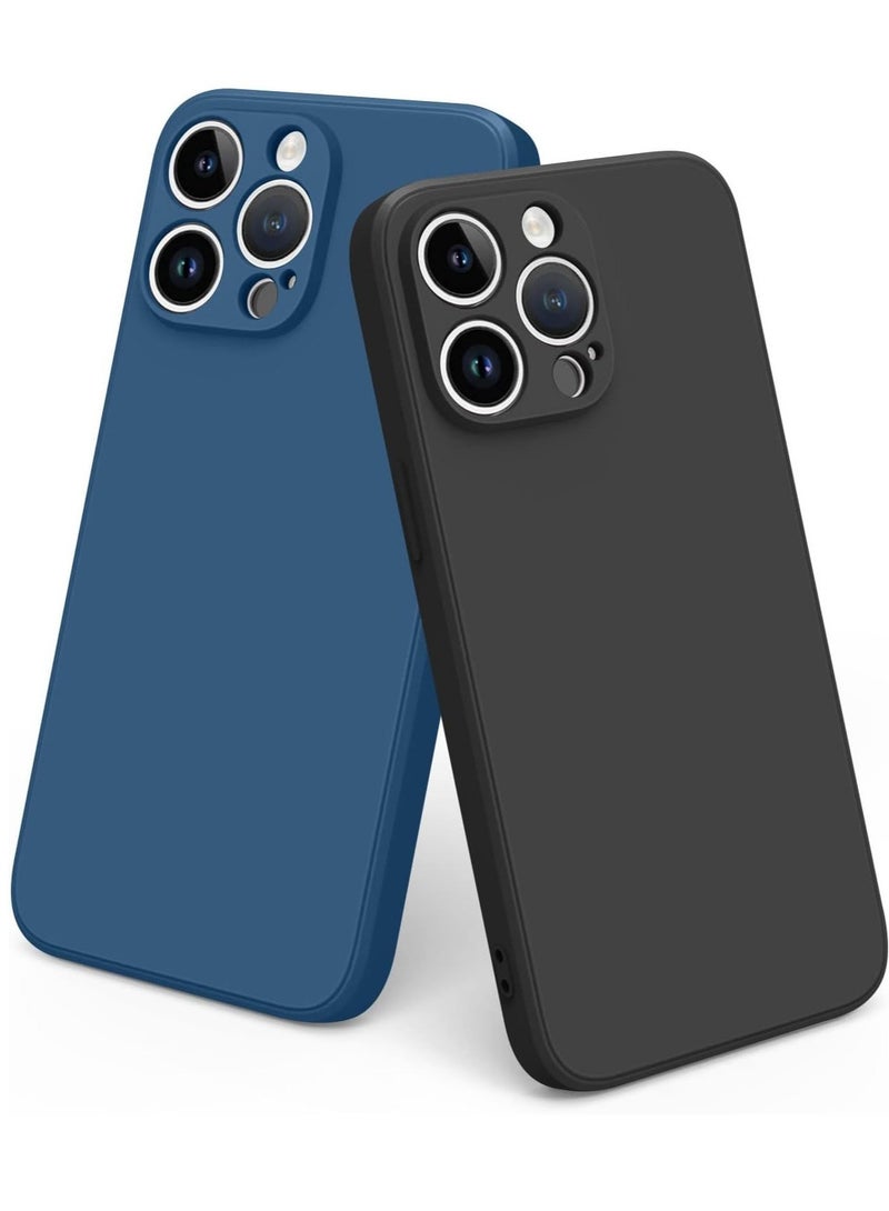 إلترازون 2 PCS of Silicone Protective Case, Compatible With iPhone 14 Pro Max 6.7 “, Full Body Protection, Shock -proof Soft Liquid Silicone Protective Case (Black/Navy Blue) - Image 1