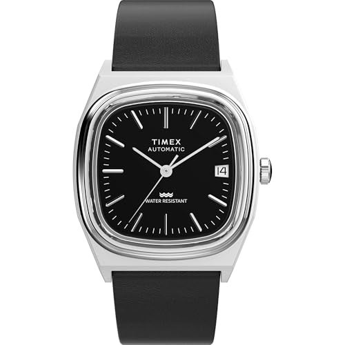 TIMEX ساعة Timex Men's E Line 34mm بحزام أسود وقرص أسود وإطار من الفولاذ المقاوم للصدأ - Image 1