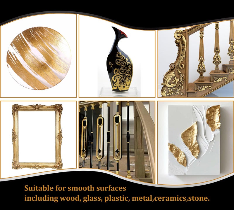 Vividye Gold Leaf Gilding Adhesive Set - 100ml Metal Leaf Glue & 100ml Protective Varnish, Gold Foil Sheets 100pcs, Fast Dry Gold Leaf Kit for Art, Crafts, Furniture and Painting, Non Toxic, Long-Lasting - Image 5