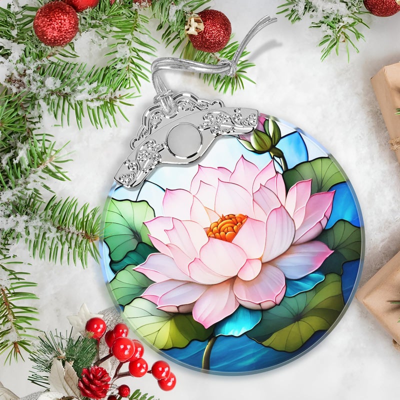 Jocidea زخرفة عيد الميلاد - الزجاج الملون لوتس زخرفة - ديكور منزل عيد الميلاد - زخرفة شجرة عيد الميلاد - زخرفة العطلات - أفكار حاضرة العطلات - تبادل الهدايا - نبيلة ونبيلة - Image 5