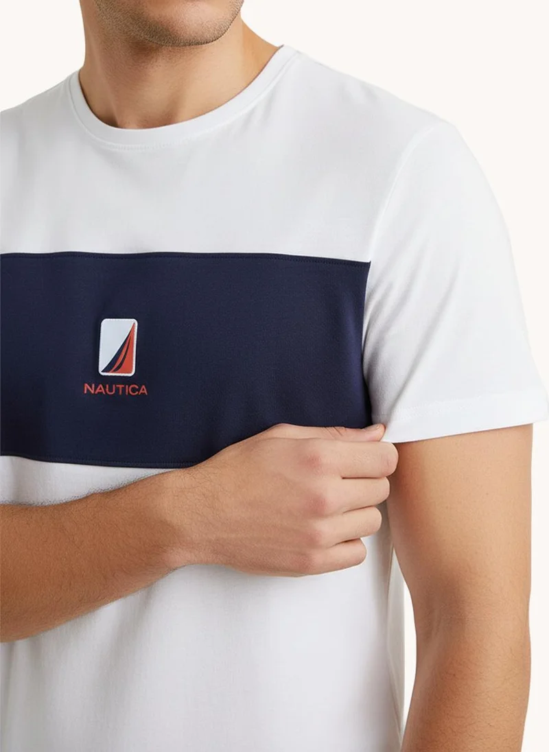 نوتيكا تيشيرت رجالي بأكمام قصيرة وطبعة