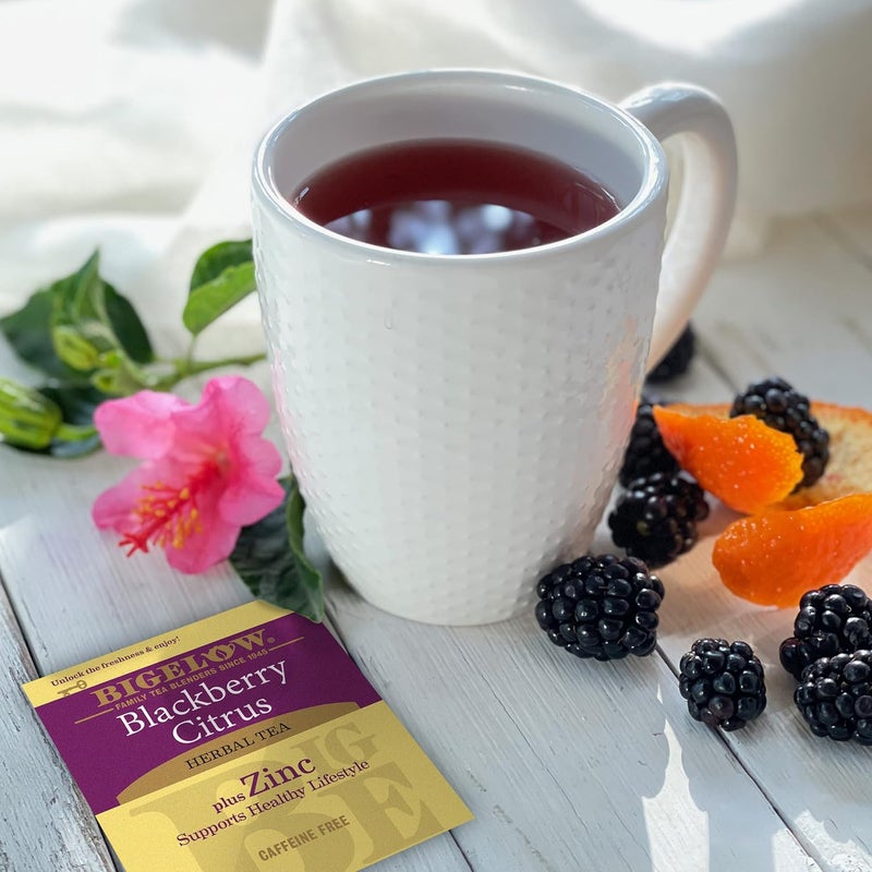Bigelow Tea Blackberry Citrus Herbal Tea with Zinc, Caffeine Free, 18 Count Box (Pack of 6) - Image 2