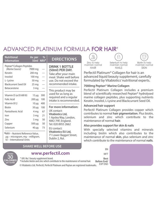 Perfectil Vitabiotics Perfectil Platinum Collagen Hair Drinks - 50 X 10ml - Image 3