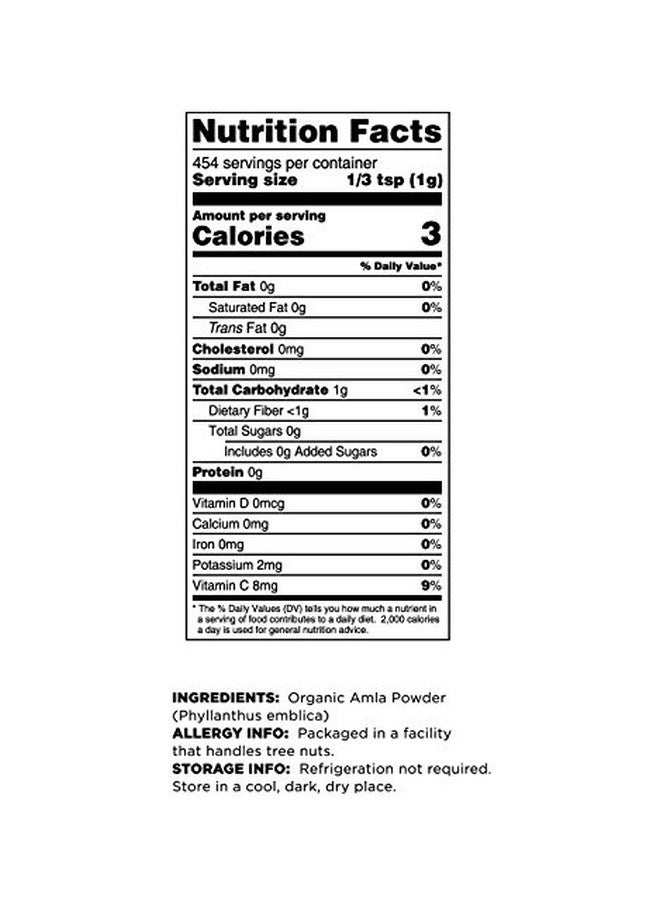 Organic Amla Berry Powder (Amalaki) 16 Oz Rich In Antioxidant Vitamin C ; Supports Immunity