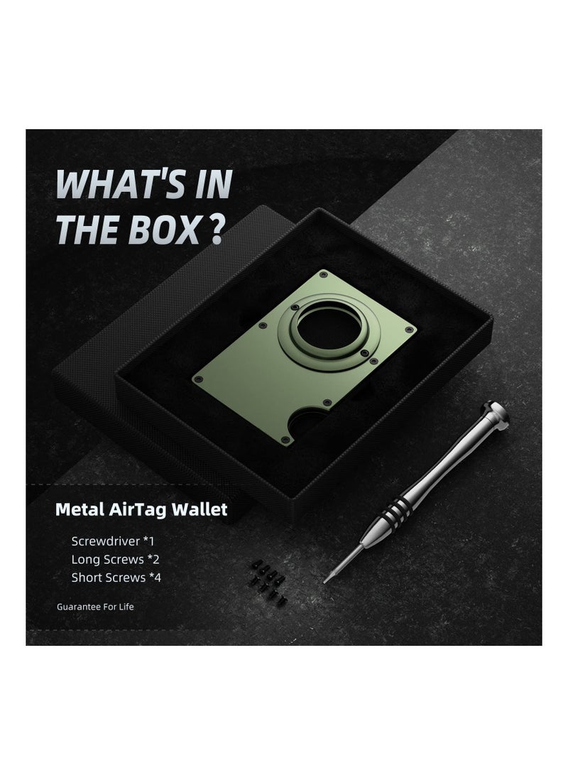 Y&D For AirTag Wallet for Men, Slim Minimalist RFID Blocking Air Tag Holder Front Pocket Metal Wallet, Card with Money Clip (Army Green)  - Image 5