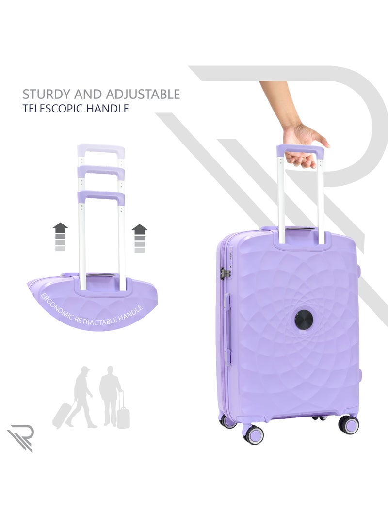 Reflection Paris 24 Inch Lilac Suitcase Luggage Trolley Bag  with Durable and Lightweight PP Hardshell 3 Level Telescopic Handle 4 Quiet 360° Wheels and TSA Lock - Image 3