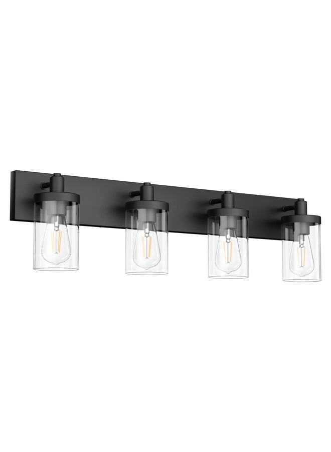 Aipsun Bathroom Vanity Light Farmhouse 4 Light Matte Black Vanity Lighting Fixtures with Clear Glass Shade(Exclude Bulb) - Image 1