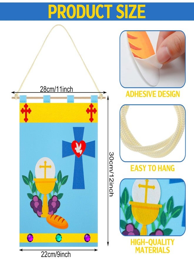 Mindsoft 12 Set First Communion Banner Craft Kit Felt Holy 1st Communion Banner Church and Sunday School Crafts for Kids DIY Craft Supplies Decor, 9 x 12 Inches (Classic Style) - Image 2