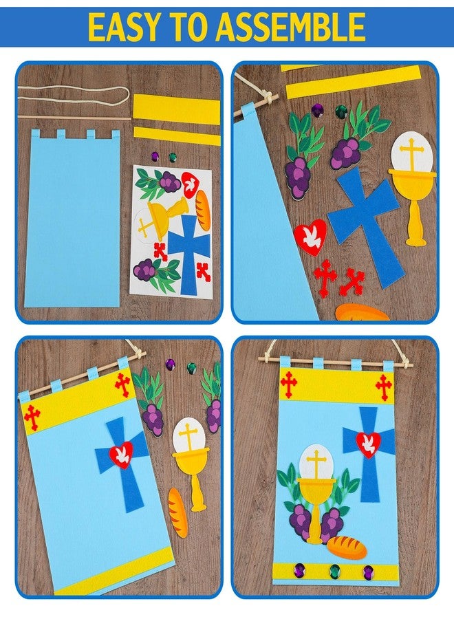 Mindsoft 12 Set First Communion Banner Craft Kit Felt Holy 1st Communion Banner Church and Sunday School Crafts for Kids DIY Craft Supplies Decor, 9 x 12 Inches (Classic Style) - Image 3